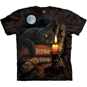 the mountain witching hour classic cotton tshirt medium black cat marble dyed